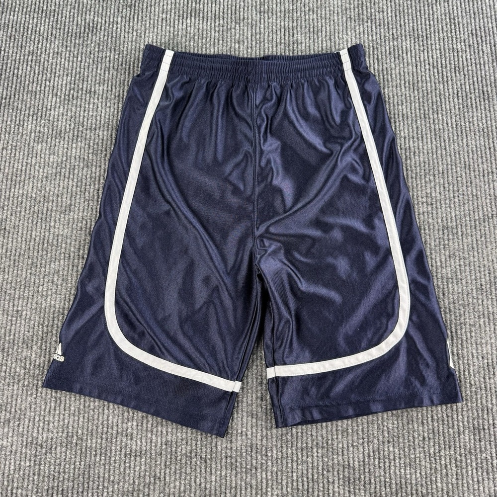 Adidas Yankees Shorts Boys Extra Large 18/20 Blue White Shiny Dazzle Smooth y2k